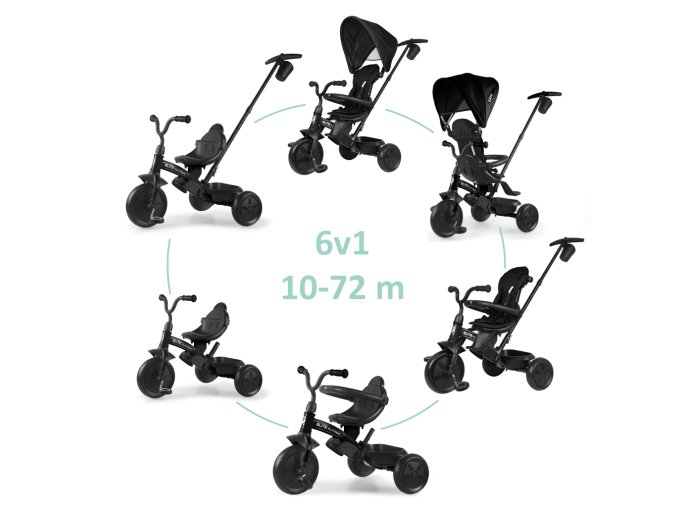 QPLAY Trojkolka Elite Platinum Black, 6 v 1, vek (Varianta  10-72 mesiacov)