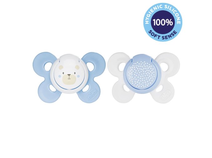CHICCO Cumlík Physio Comfort silikónový 2-6m chlapec - macko/bodky (Varianta  2 ks)