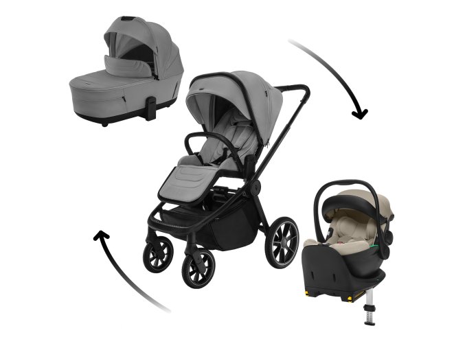 ZOPA Set kočík Move Cross 5 + hlboká korba Move XL 5 + autosedačka XM podľa vlastného výberu + báza, Shade Grey