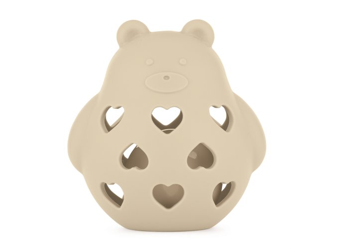PETITE&MARS Hračka silikónová s hrkálkou Bear Basil (Varianta  Desert Sand 0m+)