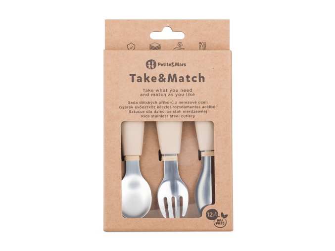 PETITE&MARS Sada príborov s nerezovej ocele Take&Match (Varianta  Desert Sand 12m+)