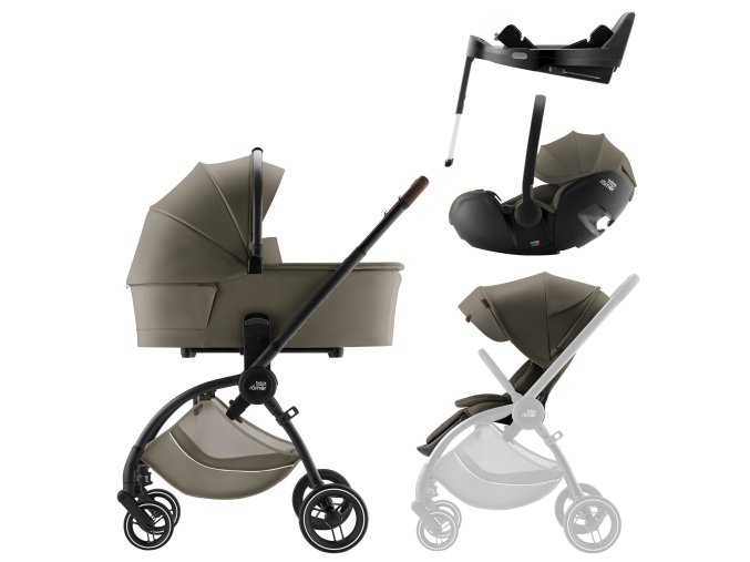 BRITAX Sada kočíka Rio + hlboká vanička + autosedačka Baby-Safe PRO + základňa Vario Base 5Z Lux, Urban Olive