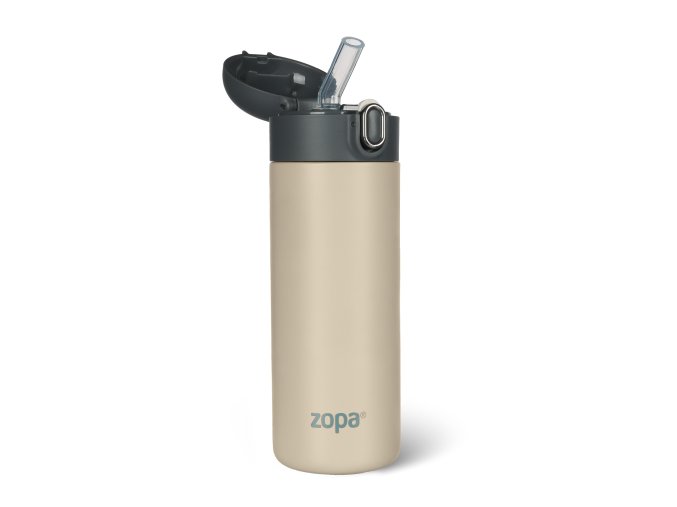 ZOPA Termoska na tekutiny s brčkem 400 ml, Cookie beige