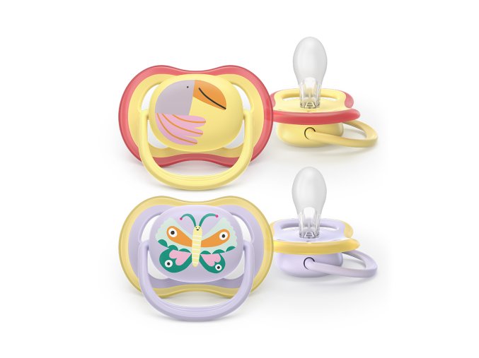 Philips AVENT Cumlík Ultra air (Varianta  fialová/žltá 0-6m obrázok dievča 2ks)