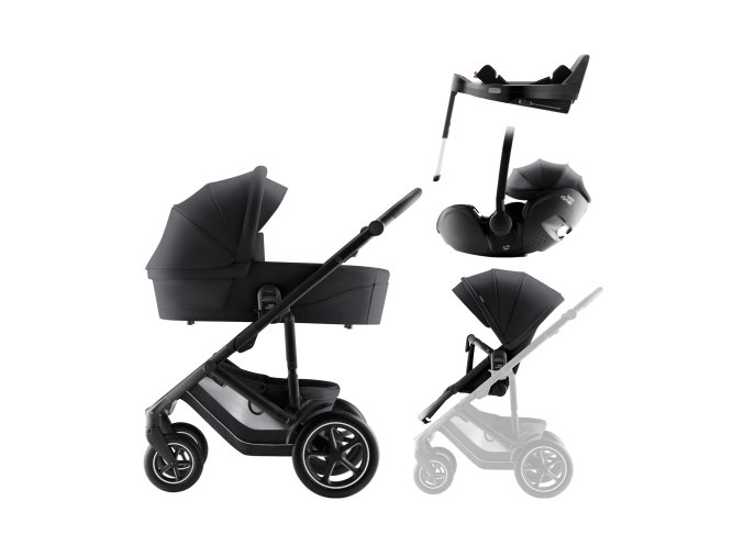 BRITAX Sada kočíka Smile 5Z + hlboká vanička + autosedačka Baby-Safe PRO + základňa Vario Base 5Z Style, Carbon Black