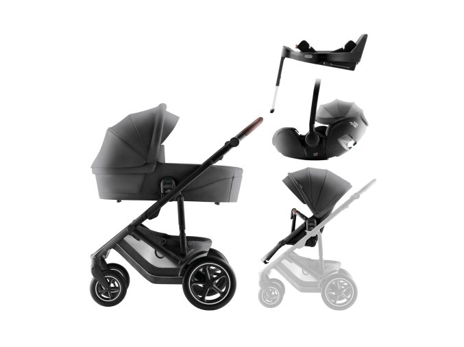 BRITAX Sada kočíka Smile 5Z + hlboká vanička + autosedačka Baby-Safe PRO + základňa Vario Base 5Z Style, Mineral Grey