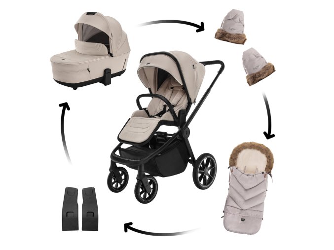 ZOPA Sada Move Cross 5 + hlboká korba Move XL 5 + darčeky, Ivory Beige