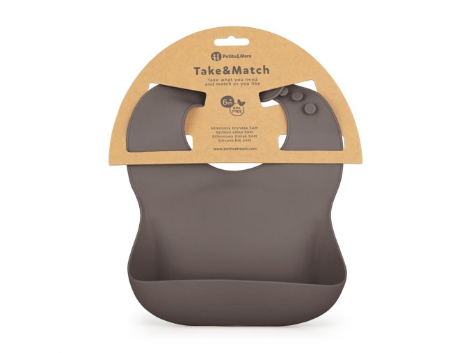 PETITE&MARS Podbradník silikónový Take&Match (Varianta  Bitter Cocoa 6m+)