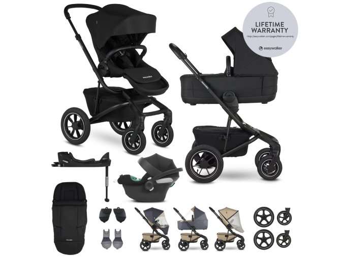 EASYWALKER SET Kočík 4v1 Jimmey (Varianta  Pepper Black XXL AIR + RWS + CYBEX Aton B2 i-Size +základňa)