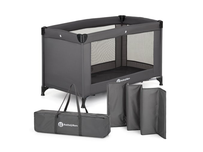 PETITE&MARS Postieľka cestovná Koot Lite, Dark Grey