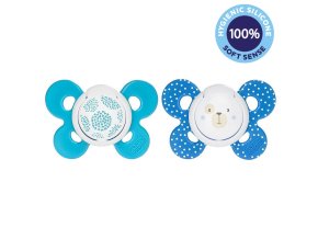 CHICCO Cumlík Physio Comfort silikónový 6-16m chlapec - bodky/macko (Varianta  2 ks)