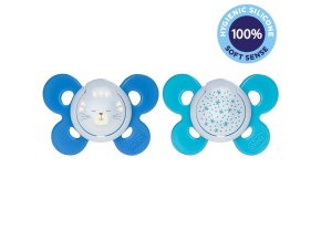 CHICCO Cumlík Physio Comfort silikón nočný 16-36m chlapec - mačka/hviezdy (Varianta  2 ks)