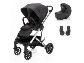 ZOPA Set kočík Quest+ korba+ adaptéry, Vulcan Black/Silver