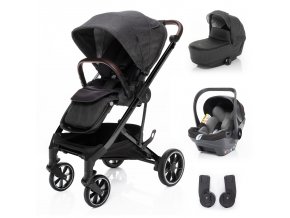 ZOPA Set kočík Quest+ korba+ adaptéry+ autosedačka, Vulcan Black/Black