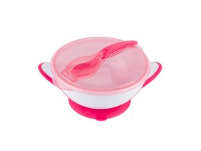 BABYONO Miska uzatvárateľná s prísavkou a lyžičkou 300 ml (Varianta  ružová 6m+)