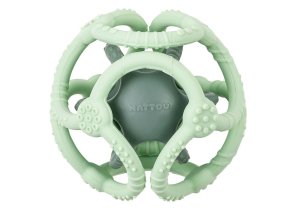NATTOU Hryzačka silikónová lopta 2v1 bez BPA 10 cm (Varianta  mint)