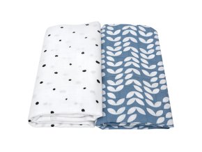 MOTHERHOOD Prikrývka a zavinovačka bavlnená mušelínová Premium 2 ks Blue Classics 100x (Varianta 120 cm)