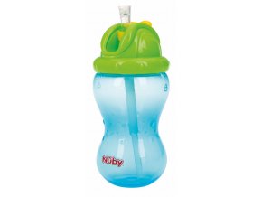 NUBY Hrnček netečúci se sklápacou slamkou a 360ml, 12 m+ modrý