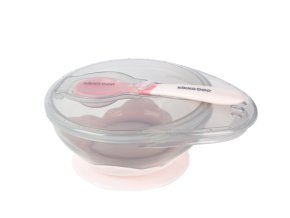 Miska s prísavkou, viečkom a lyžičkou Pink