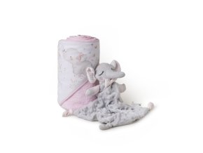INTERBABY SET - OSUŠKA froté 100x100 SLONÍK + PRÍTULKA - růžová