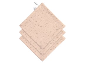 LÄSSIG BABIES LÄSSIG Muslin/Terry Washcloth Set 3 pcs 2024 (Varianta dots peach rose)