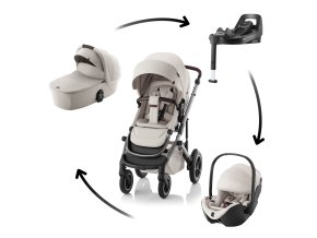 BRITAX Set kočík Smile 5Z + hlboká korba + autosedačka Baby-Safe PRO + Vario Base 5Z Lux, Soft Taupe
