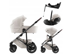 BRITAX Set kočárek Smile 5Z + hluboká korba + autosedačka Baby-Safe PRO + Vario Base 5Z Lux, Soft Taupe