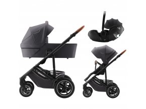 BRITAX Set kočárek Smile 5Z + hluboká korba + autosedačka Baby-Safe PRO, Midnight Grey