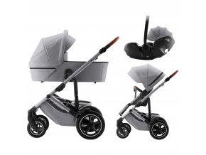 BRITAX Set kočárek Smile 5Z + hluboká korba + autosedačka Baby-Safe PRO, Frost Grey