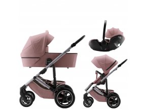 BRITAX Set kočárek Smile 5Z + hluboká korba + autosedačka Baby-Safe PRO, Dusty Rose