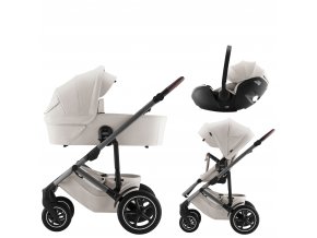 BRITAX Set kočárek Smile 5Z + hluboká korba + autosedačka Baby-Safe Pro, Soft Taupe