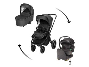 ZOPA Set kočík Move Cross 3 + hlboká korba Move XL 3 + autosedačka XM podľa vlastného výberu + báza, All Black