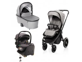ZOPA Set kočík Move Cross 3 + hlboká korba Move XL 3 + autosedačka XM podľa vlastného výberu + báza, Metal Grey