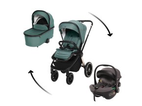 ZOPA Set kočík Move Cross 3 + hlboká korba Move XL 3 + autosedačka XM podľa vlastného výberu, Antique Green/Gold