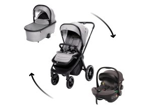 ZOPA Set kočík Move Cross 3 + hlboká korba Move XL 3 + autosedačka XM podľa vlastného výberu, Metal Grey