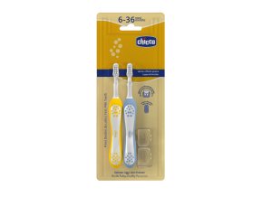 CHICCO Set zubných kefiek pre deti (Varianta  Indigo-Mustard 6-36m, 2ks)