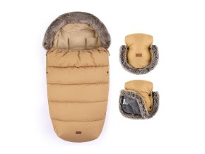 PETITE&MARS Set zimný fusak Comfy 4v1 + rukavice na kočík Furry Elegant