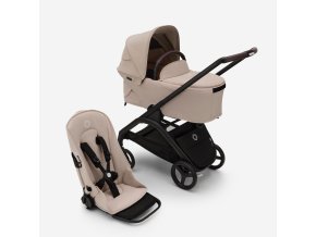 Bugaboo dragonfly bassinet and seat stroller black base desert taupe fabrics desert taupe sun canopy x PV007286 01