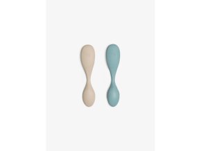 Citron Silikónové lyžičky - krátke, 2ks - Pastel Turquoise/ Beige