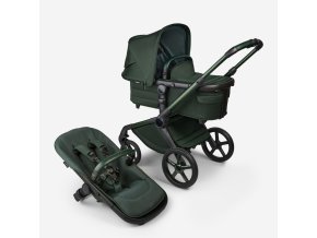 Bugaboo Fox 5 bassinet seat stroller midnight green chassis midnight green fabrics midnight green sun canopy x PV007351 01