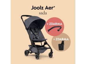 AER+ kočík Stone Grey l SET s madlom a držiakom na nápoj