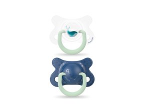 SUAVINEX Cumlík DEŇ&amp;NOC fyziologické silikón -2-4m 2ks - modrá veľryba (Varianta fyziologicke-silikon-2-4m-2ks-modra-velryba)