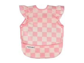 Tiny Twinkle Zásterka s podbradníkom a volánikmi, S - Pink Checkers
