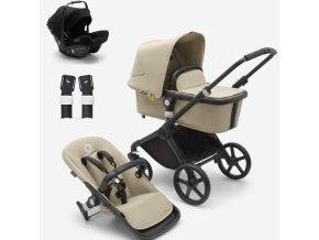 Bugaboo Fox Cub bassinet seat stroller black chassis desert beige fabrics desert beige sun canopy x PV006113 01