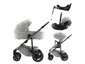 BRITAX Set kočík Smile 5Z + hlboká korba + autosedačka Baby-Safe PRO + Vario Base 5Z Lux, Linen Grey