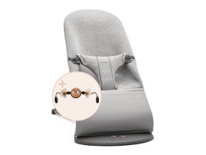 Lehátko Babybjorn bouncer Bliss Light Grey 3D Jersey s hračkou Googly Eyes Black/White