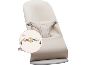 Babybjorn lehátko Bliss Light Beige 3D Jersey s hračkou Googly Eyes Pastel