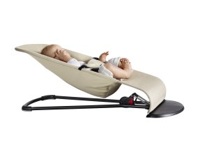 BABYBJORN Lehátko BabyBjörn Balance Soft Woven Khaki/Beige, čierna konštrukcia