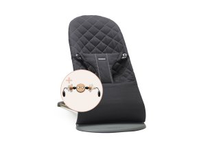 Babybjorn lehátko BLISS Black Woven s hračkou Googly Eyes Black/White