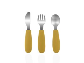 ZOPA Silikónový detský príbor, Mustard Yellow
